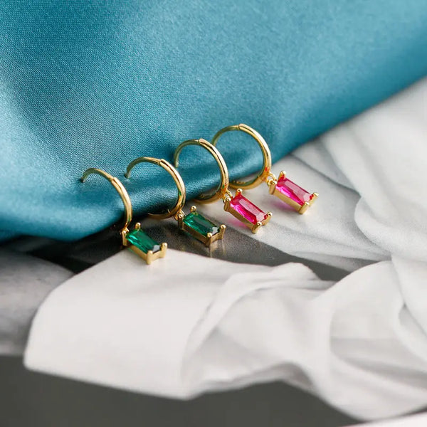 Centennial Baguette Drop Hoops- Available in 4 Colors
