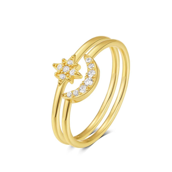 Tampa Star & Moon Size #7 Set of Two Rings