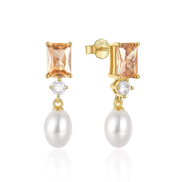 Hinsdale	Pearls & Citrine Stone Drops