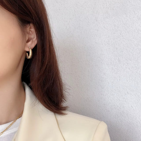 Macon Croissant Design Gold Hoops