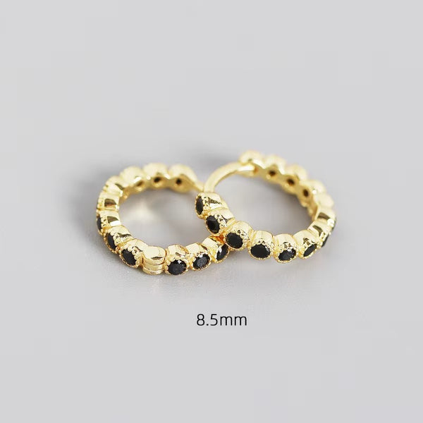 Dublin Hoops Available in Black Onyx & Emerald Green Stones