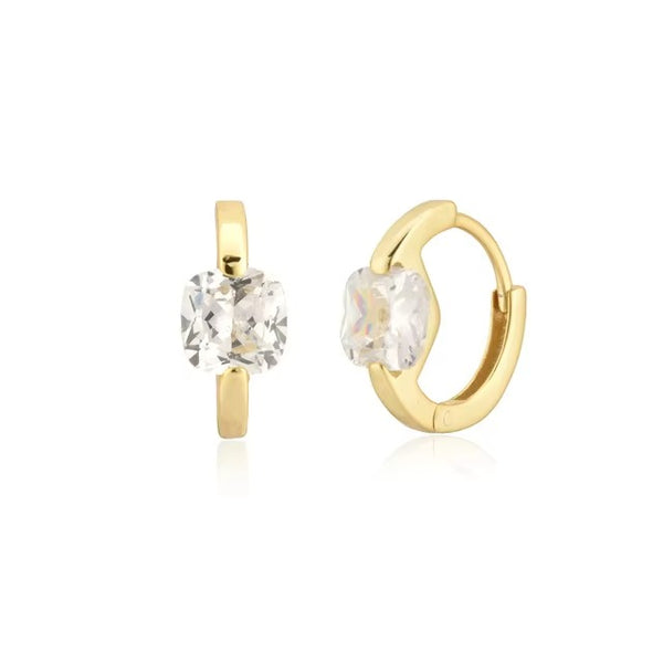 Grovey Chunky Clear Crystal / Red Ruby Gold Hoops