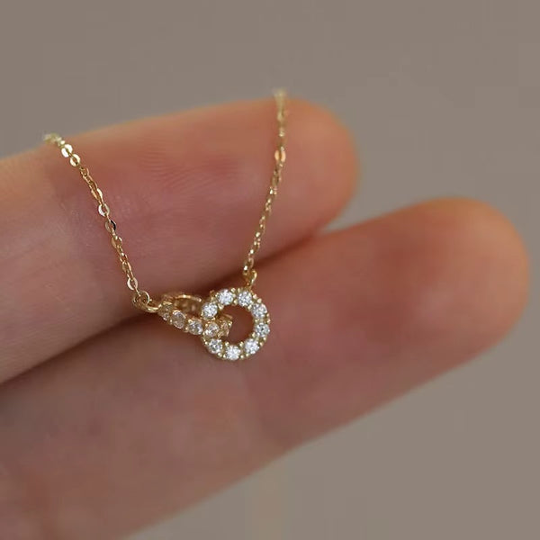 Buffalo Double Ring Crystal Pendant Necklace
