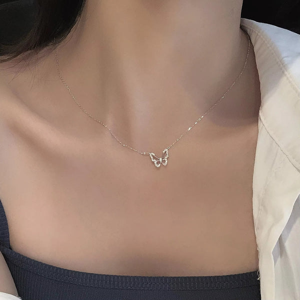 Fortill Crystal Butterfly	Pendant Necklace