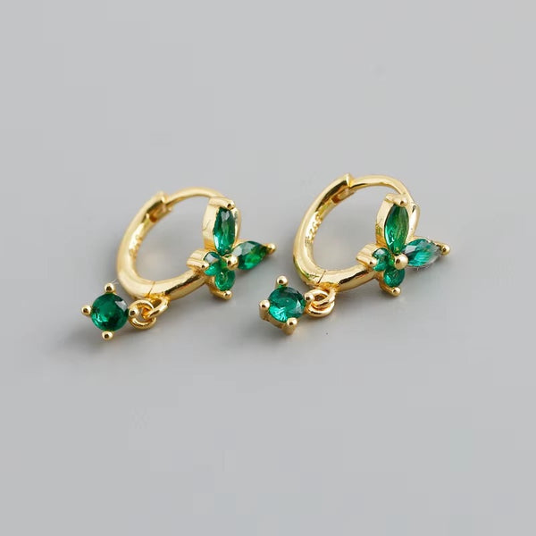 Anderson Emerald Green or Rose Quartz Hoops