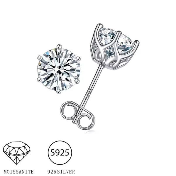 Dream 0.5 Carat Round Shape Four Prong Moissanite Solitaire Stud Earrings