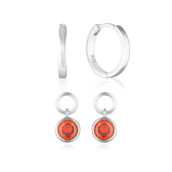 Clara Silver Birthstone Set With Charm + Chain Necklace- 45cm Length